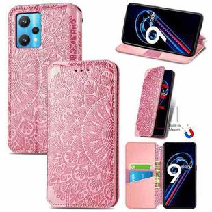 For OPPO Realme 9 Pro+ 5G Blooming Mandala Embossed Magnetic Leather Phone Case(Pink)