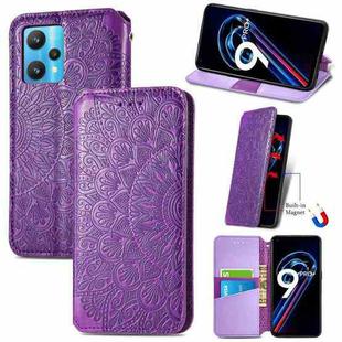 For OPPO Realme 9 Pro+ 5G Blooming Mandala Embossed Magnetic Leather Phone Case(Purple)