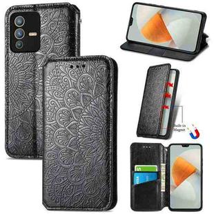 For vivo S12 Pro Blooming Mandala Embossed Magnetic Leather Phone Case(Black)