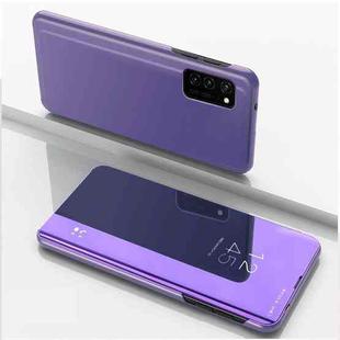 For Samsung Galaxy A13 4G Plated Mirror Horizontal Flip Leather Case with Holder(Purple Blue)