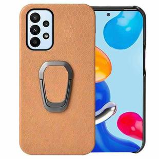 For Samsung Galaxy A23 4G Ring Holder Honeycomb PU Phone Case(Orange)