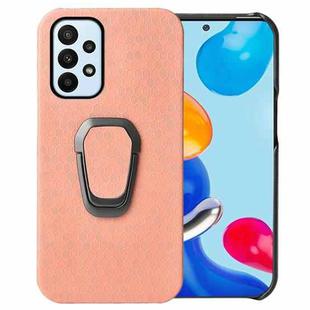 For Samsung Galaxy A23 4G Ring Holder Honeycomb PU Phone Case(Pink)