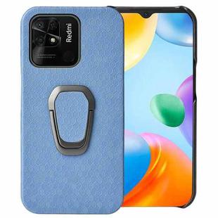 For Xiaomi Redmi 10C 4G Ring Holder Honeycomb PU Phone Case(Light Blue)