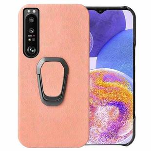 For Sony Xperia 1 IV Ring Holder Honeycomb PU Phone Case(Pink)