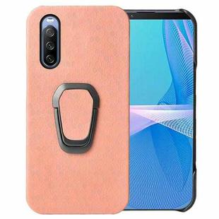 For Sony Xperia 10 IV Ring Holder Honeycomb PU Phone Case(Pink)