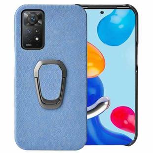 For Xiaomi Redmi Note 11 Pro Global Ring Holder Honeycomb PU Phone Case(Light Blue)
