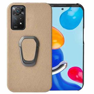 For Xiaomi Redmi Note 11 Pro Global Ring Holder Honeycomb PU Phone Case(Coffee)