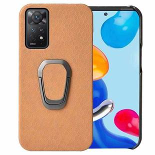 For Xiaomi Redmi Note 11 Pro Global Ring Holder Honeycomb PU Phone Case(Orange)
