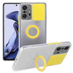 For Xiaomi Mi 11T / 11T Pro Sliding Camshield TPU Phone Case with Ring Holder(Yellow)
