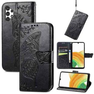 For Samsung Galaxy A13 4G Butterfly Love Flower Embossed Leather Phone Case(Black)