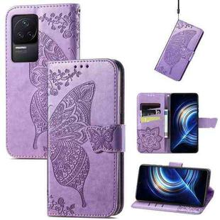 For Xiaomi Redmi K50 Pro Butterfly Love Flower Embossed Leather Phone Case(Light Purple)