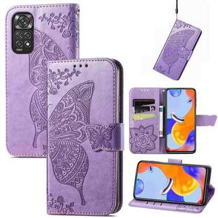 For Xiaomi Redmi Note 11 Pro Global Butterfly Love Flower Embossed Leather Phone Case(Light Purple)