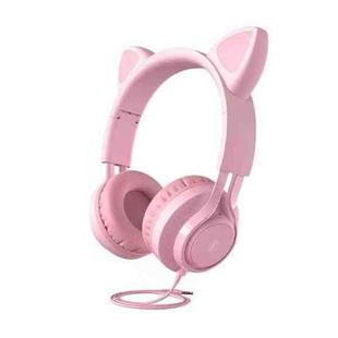 EP08 Cute Cat Ear Child Music Stereo Wired Headset with Mic(Pink)