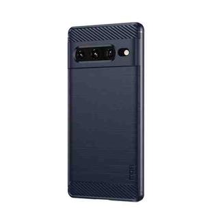 For Google pixel 7 Pro 5G MOFI Gentleness Series Brushed Texture Carbon Fiber TPU Phone Case(Blue)