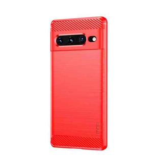 For Google pixel 7 Pro 5G MOFI Gentleness Series Brushed Texture Carbon Fiber TPU Phone Case(Red)