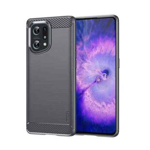 For OPPO Find X5 MOFI Gentleness Brushed Carbon Fiber Soft TPU Case(Gray)