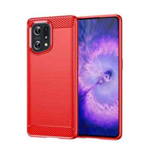 For OPPO Find X5 MOFI Gentleness Brushed Carbon Fiber Soft TPU Case(Red)