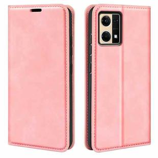 For OPPO Reno7 4G / F21 Pro 4G Retro-skin Magnetic Suction Leather Phone Case(Pink)