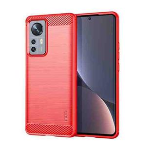 For Xiaomi 12 Pro MOFI Gentleness Brushed Carbon Fiber Soft TPU Case(Red)