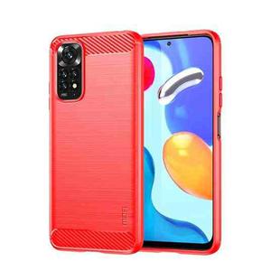 For Xiaomi Redmi Note 11 4G Global / Note 11S 4G MOFI Gentleness Brushed Carbon Fiber TPU Case(Red)