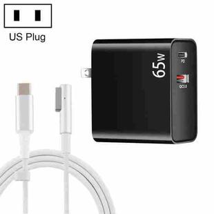 PD-65W USB-C / Type-C + QC3. 0 USB Laptop Charging Adapter + 1.8m USB-C / Type-C to MagSafe 1 / L Head Data Cable, US Plug(Black)
