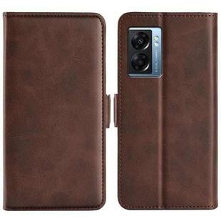 For OPPO A57 5G Dual-side Magnetic Buckle Flip Leather Phone Case(Brown)