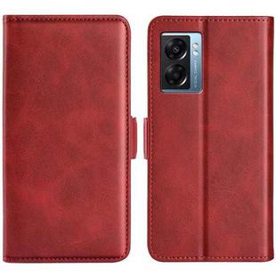 For OPPO A57 5G Dual-side Magnetic Buckle Flip Leather Phone Case(Red)