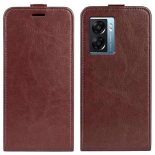 For OPPO A57 5G R64 Texture Vertical Flip Leather Phone Case(Brown)