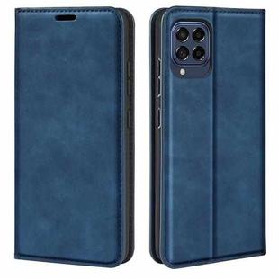 For Samsung Galaxy M33 Retro-skin Magnetic Suction Leather Phone Case(Dark Blue)