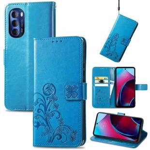 For Motorola Moto G Stylus 5G 2022 Four-leaf Clasp Embossed Buckle Leather Phone Case(Blue)