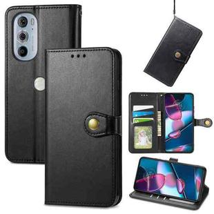 For Motorola Edge 30 Pro Retro Solid Color Buckle Leather Phone Case(Black)