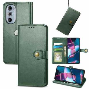 For Motorola Edge 30 Pro Retro Solid Color Buckle Leather Phone Case(Green)