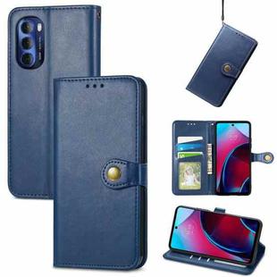 For Motorola Moto G Stylus 2022 5G Retro Solid Color Buckle Leather Phone Case(Blue)