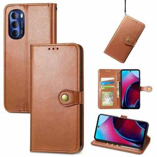 For Motorola Moto G Stylus 2022 5G Retro Solid Color Buckle Leather Phone Case(Brown)