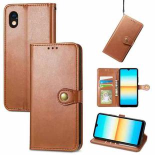 For Sony Xperia Ace III Retro Solid Color Buckle Leather Phone Case(Brown)