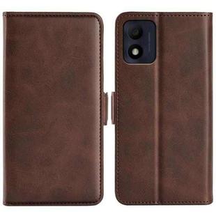 For Alcatel 1B 2022 Dual-side Magnetic Buckle Horizontal Flip Leather Phone Case(Brown)