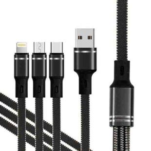 XJ-76 40W 5A 3 in 1 USB to 8 Pin + Type-C + Micro USB Super Flash Charging Cable, Length: 1.18m(Black)