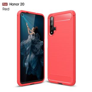 Brushed Texture Carbon Fiber TPU Case for Huawei Honor 20(Red)