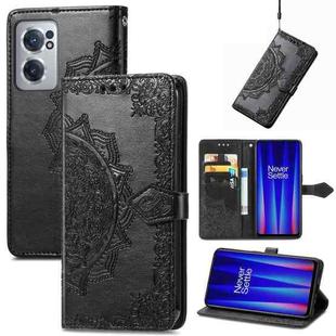 For OnePlus Nord CE 2 5G Mandala Flower Embossed Leather Phone Case(Black)