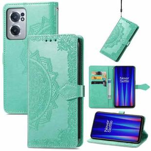 For OnePlus Nord CE 2 5G Mandala Flower Embossed Leather Phone Case(Green)