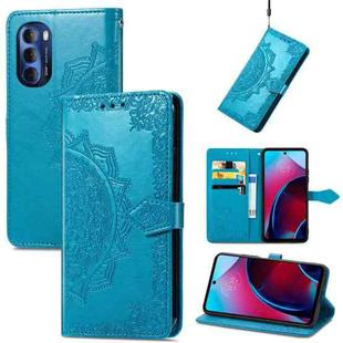 For Motorola Moto G Stylus 5G 2022 Mandala Flower Embossed Leather Phone Case(Blue)