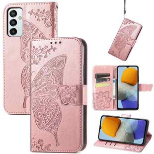 For Samsung Galaxy M23 Butterfly Love Flower Embossed Leather Phone Case(Rose Gold)