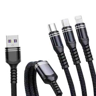 XJ-78 66W 6A 3 in 1 USB to 8 Pin + Type-C + Micro USB Super Flash Charging Cable, Length: 1.2m(Black)