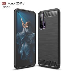 Brushed Texture Carbon Fiber TPU Case for Huawei Honor 20 Pro(Black)