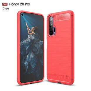 Brushed Texture Carbon Fiber TPU Case for Huawei Honor 20 Pro(Red)