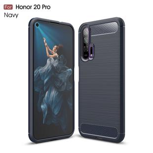 Brushed Texture Carbon Fiber TPU Case for Huawei Honor 20 Pro(Navy Blue)