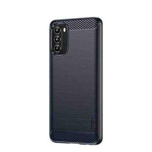 For Motorola Moto G 5G 2022 MOFI Gentleness Series Brushed Texture Carbon Fiber TPU Phone Case(Blue)