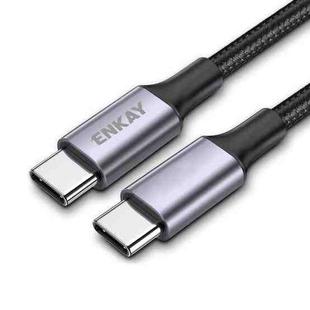 ENKAY 60W USB-C / Type-C to Type-C PD/QC 3A Fast Charging Nylon Braided Cable, Length:2m