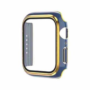 Electroplating Two-color PC+Tempered Film Watch Case For Apple Watch Series 9 / 8 / 7 45mm(Blue+Gold)