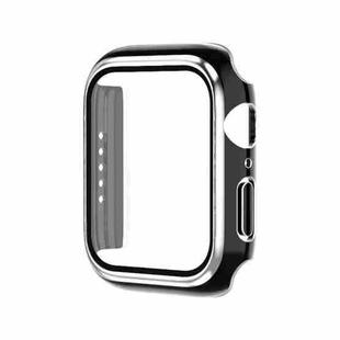 Electroplating Two-color PC+Tempered Film Watch Case For Apple Watch Series 9 / 8 / 7 45mm(Black+Silver)